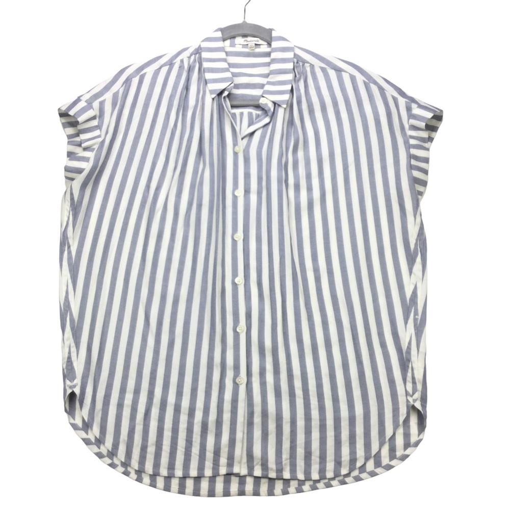 Madewell Blue and White Striped Blouse